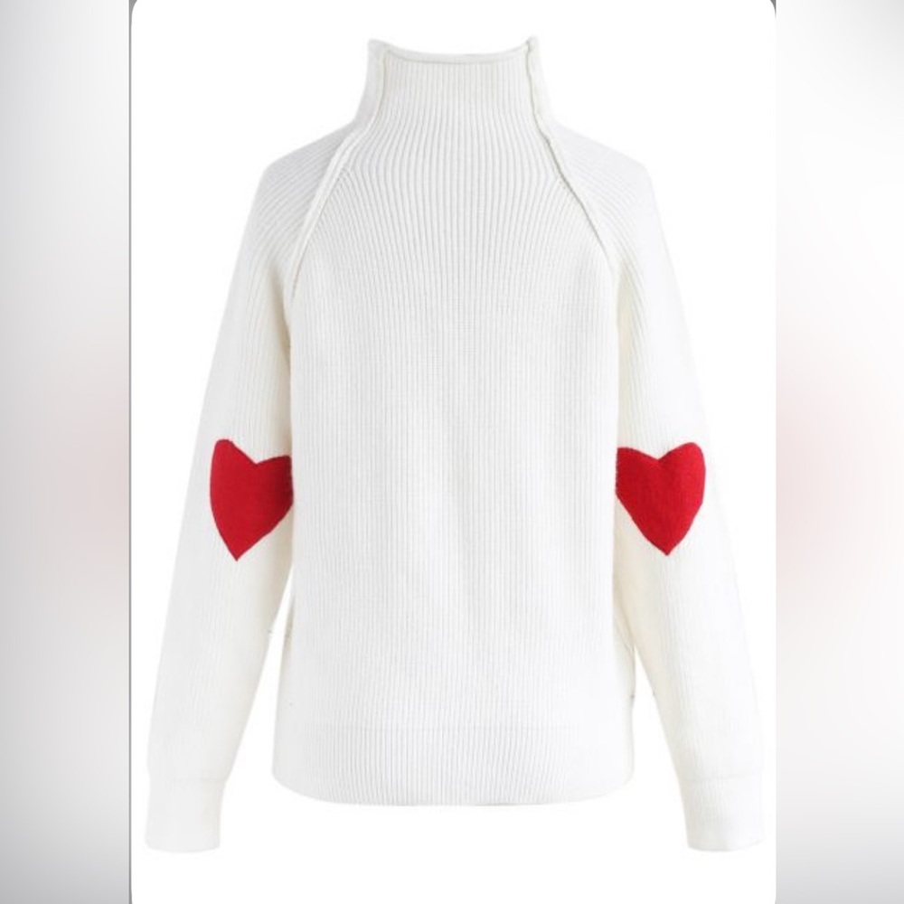 NWT Chicwish Heart And Soul Patched Knit Sweater in White - L/XL
